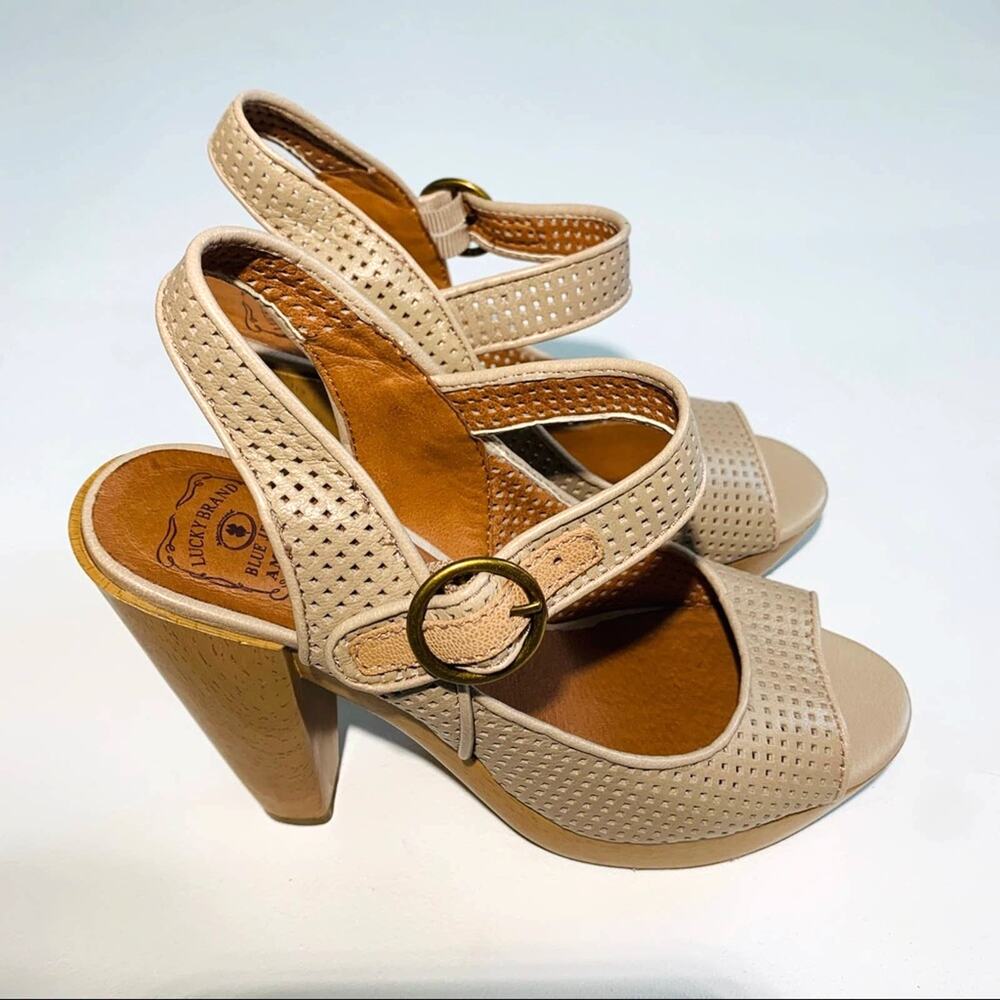 Lucky Brand Heels Sandals Shoes Meli Open Toe Leather Platform Sandals Size 8.5